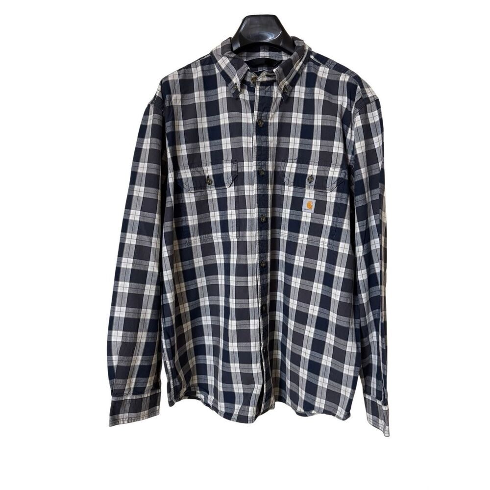 Carhartt Plaid Shirt Men’s Large Workwear Loose Fit Long Sleeve Button up